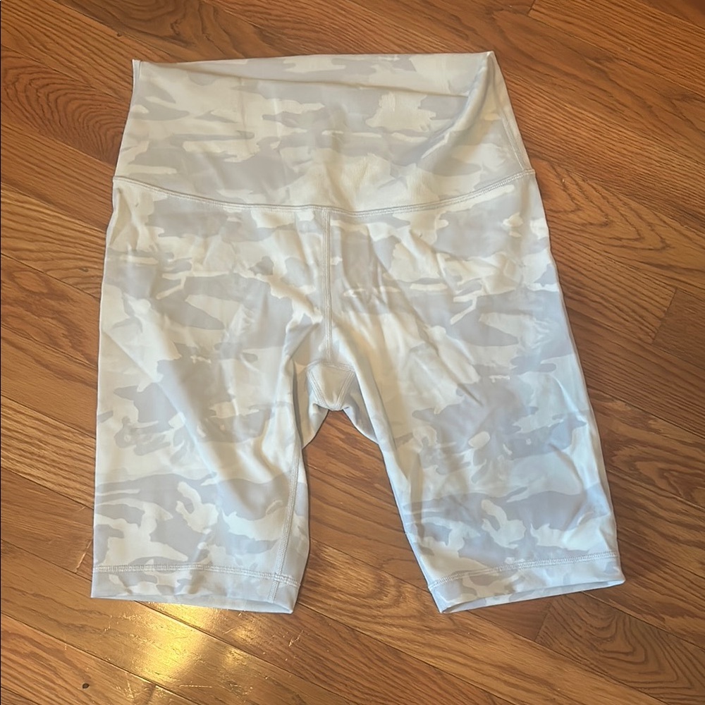 Lululemon White Camouflage Biker Shorts